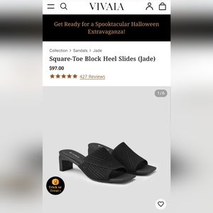 Vivaia Square-Toe Block Heel Slides (Jade)